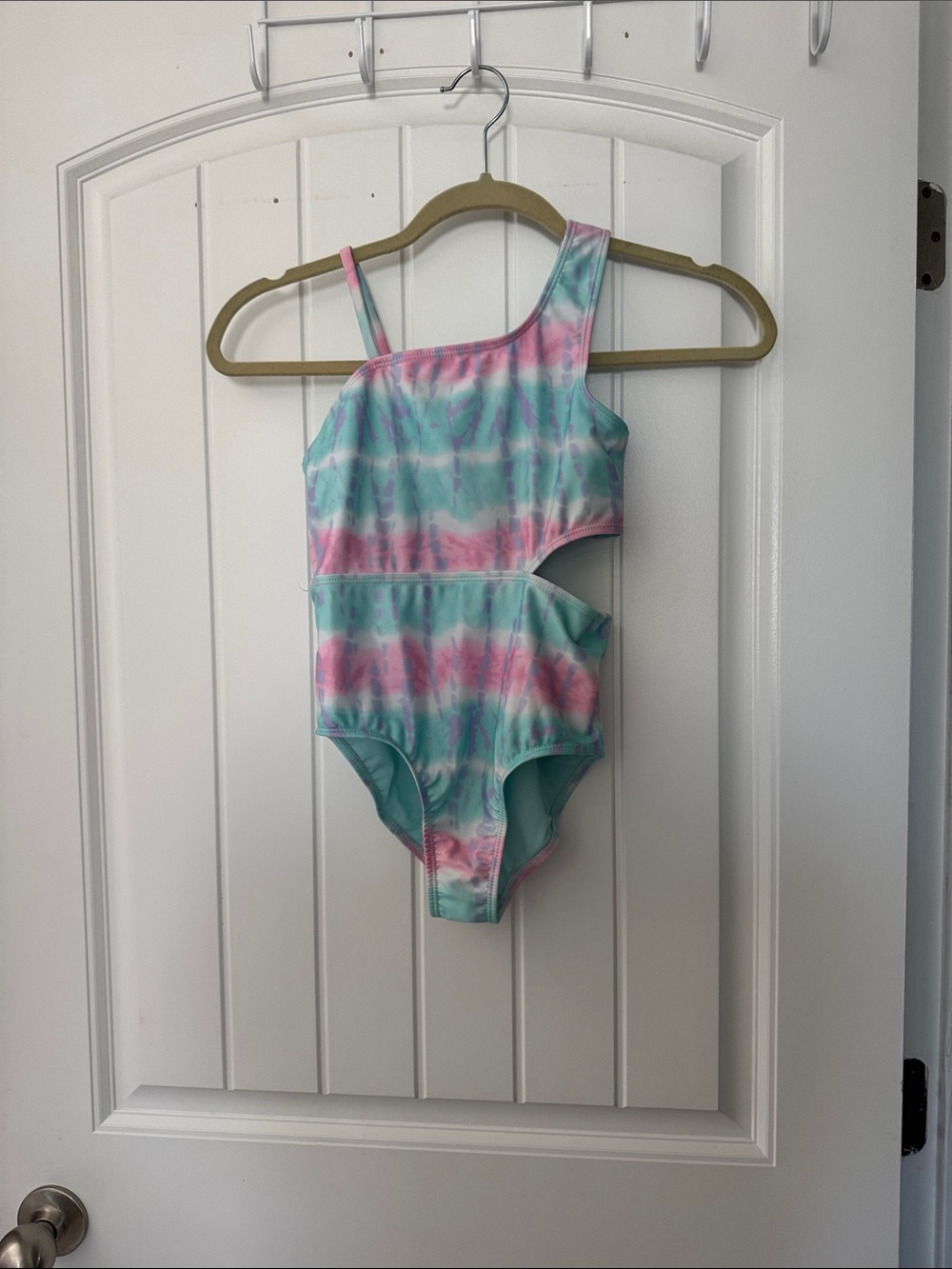 wonder nation Aqua and Pink Tie-Dye One-Piece Swimsuit